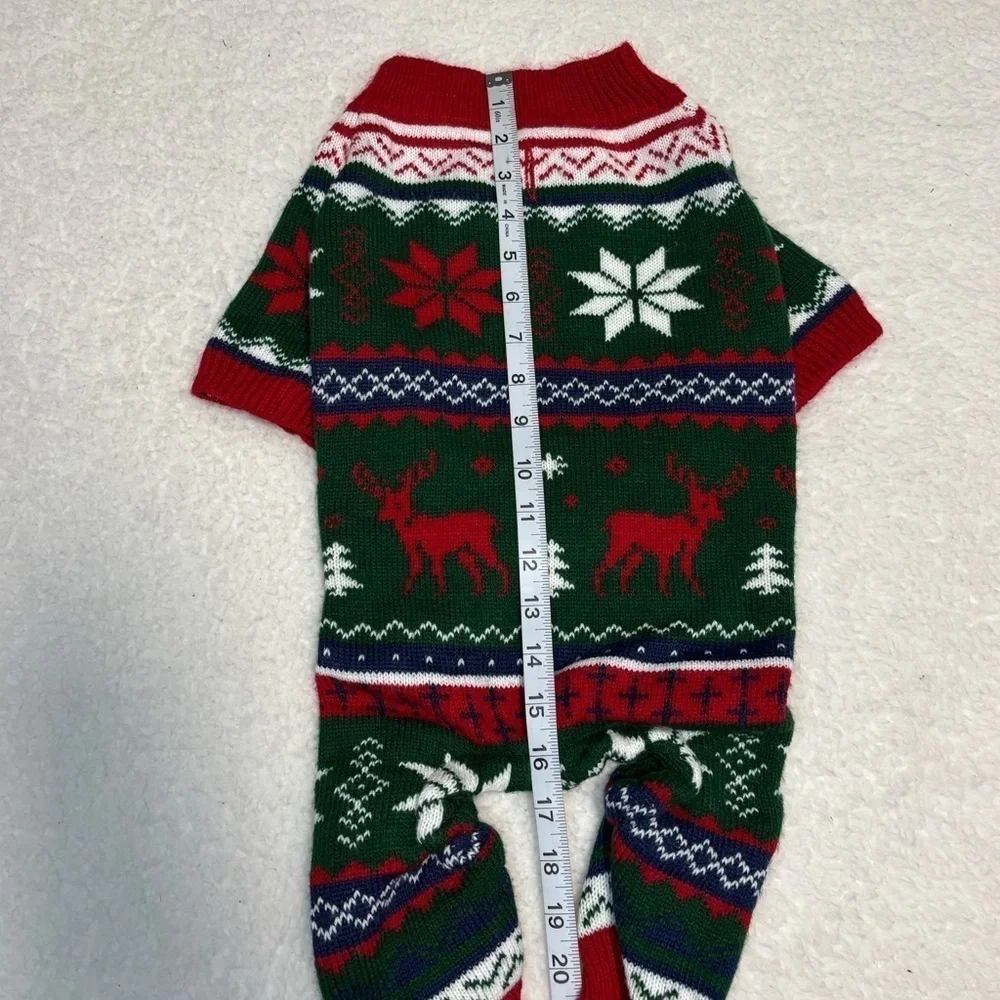 Embroider Pet Dog Ugly Christmas Sweater Knit Warm Full Body